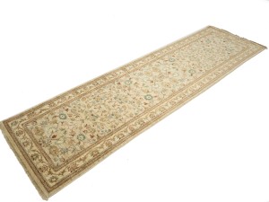 Cream Floral 3X10 Peshawar Pakistan Oriental Runner Rug