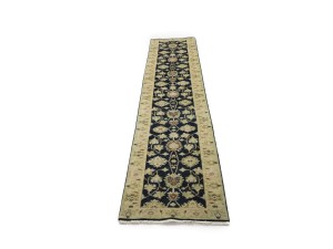 Black Floral 2'6X12 Peshawar Pakistan Oriental Runner Rug