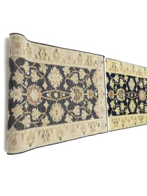 Black Floral 2'6X12 Peshawar Pakistan Oriental Runner Rug