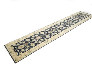 Black Floral 2'6X12 Peshawar Pakistan Oriental Runner Rug