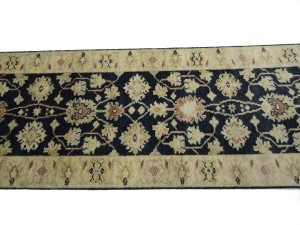 Black Floral 2'6X12 Peshawar Pakistan Oriental Runner Rug