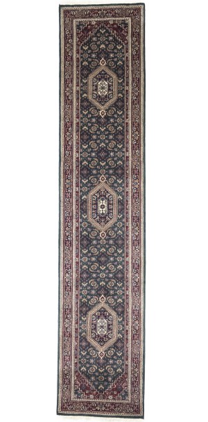 Green Floral Tribal 3X12 Indo-Bidjar Oriental Runner Rug