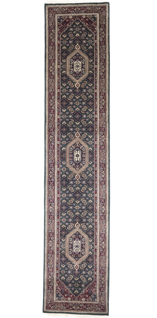 Green Floral Tribal 3X12 Indo-Bidjar Oriental Runner Rug