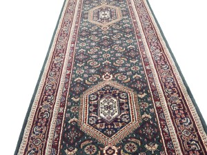 Green Floral Tribal 3X12 Indo-Bidjar Oriental Runner Rug