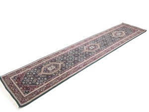 Green Floral Tribal 3X12 Indo-Bidjar Oriental Runner Rug