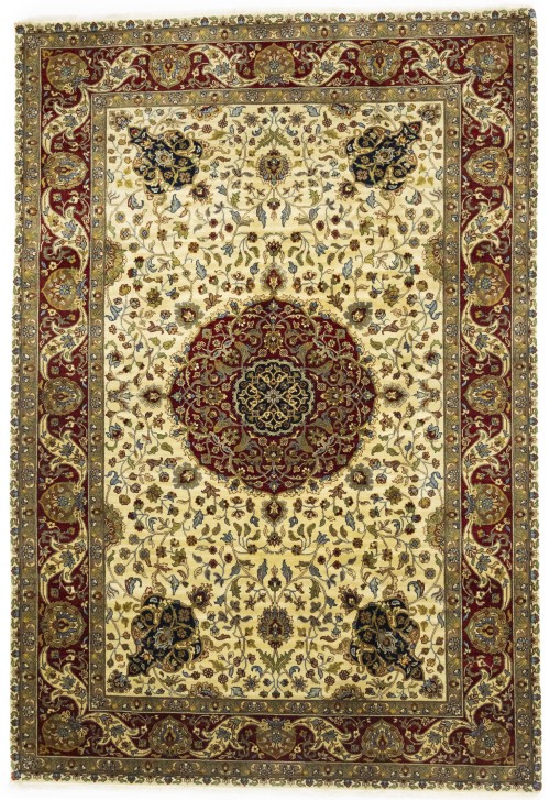 Cream Floral Classic 6X9 Agra Jaipur Oriental Rug