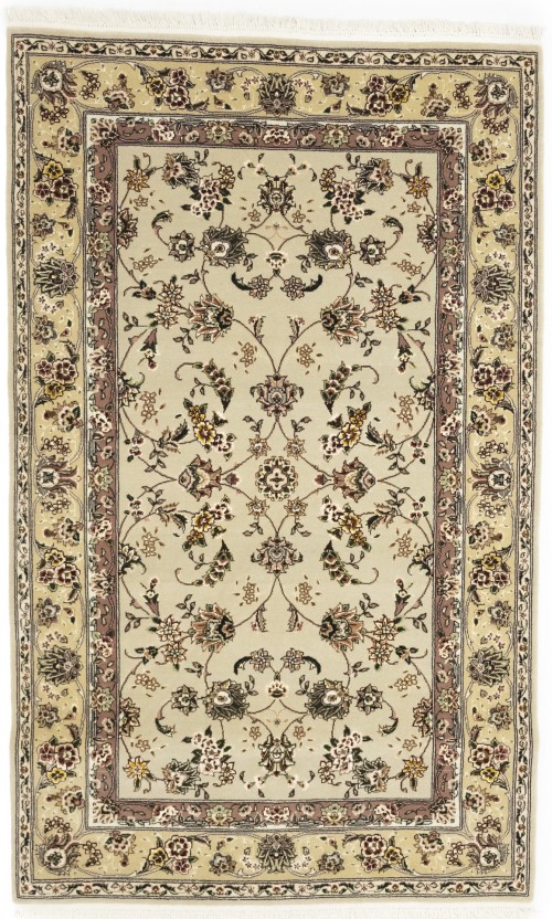 Cream Floral Classic 3X5 Indo-Tabriz Oriental Rug