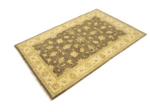 Dark Brown Floral 4X6 Peshawar Pakistan Oriental Rug