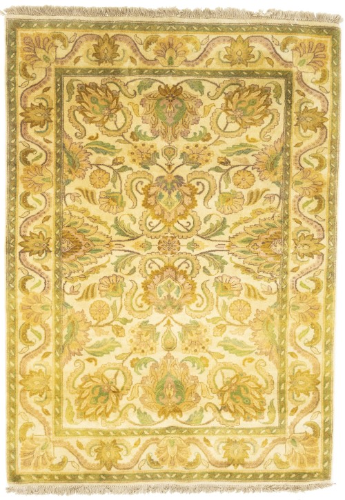 Golden Beige Floral Classic 4X6 Agra Jaipur Oriental Rug