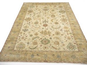 Cream Floral Oushak 12'6X17 Turkish Oriental Rug