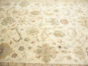 Cream Floral Oushak 12'6X17 Turkish Oriental Rug