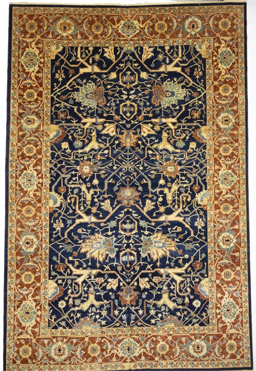 Navy Blue Floral Peshawar 12X18 Pakistan Oriental Rug