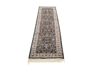 Charcoal Floral Tribal 2'6X9'9 Indo-Kashan Oriental Runner Rug