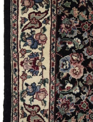 Charcoal Floral Tribal 2'6X9'9 Indo-Kashan Oriental Runner Rug
