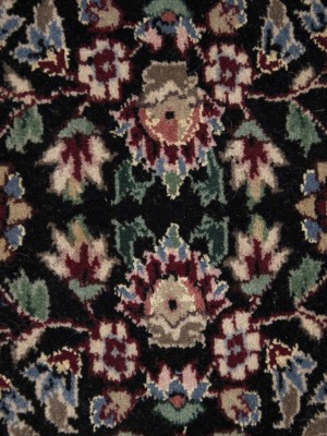Charcoal Floral Tribal 2'6X9'9 Indo-Kashan Oriental Runner Rug