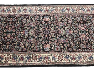Charcoal Floral Tribal 2'6X9'9 Indo-Kashan Oriental Runner Rug