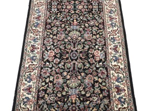 Charcoal Floral Tribal 2'6X9'9 Indo-Kashan Oriental Runner Rug