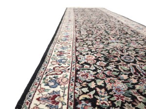Charcoal Floral Tribal 2'6X9'9 Indo-Kashan Oriental Runner Rug