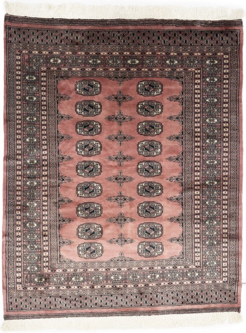 Vintage Rusty Pink Tribal 4X5 Bokhara Pakistan Rug