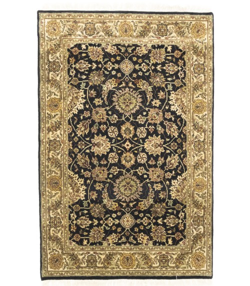 Black Floral Classic 4X6 Agra Jaipur Oriental Rug