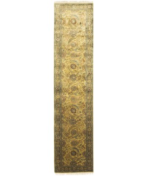 Golden Beige Floral Classic 3X13'5 Agra Jaipur Oriental Runner Rug