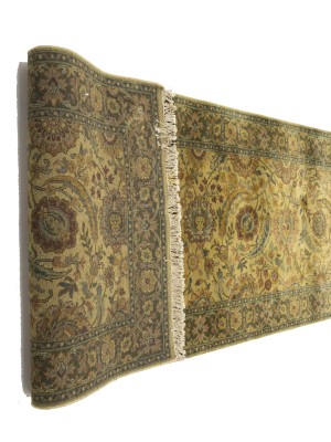 Golden Beige Floral Classic 3X13'5 Agra Jaipur Oriental Runner Rug