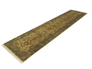 Golden Beige Floral Classic 3X13'5 Agra Jaipur Oriental Runner Rug