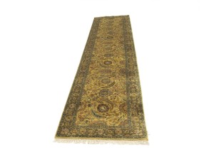 Golden Beige Floral Classic 3X13'5 Agra Jaipur Oriental Runner Rug