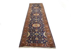 Navy Blue Floral Classic 4X16 Agra Jaipur Oriental Runner Rug