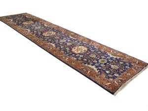 Navy Blue Floral Classic 4X16 Agra Jaipur Oriental Runner Rug