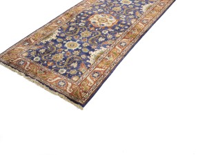 Navy Blue Floral Classic 4X16 Agra Jaipur Oriental Runner Rug
