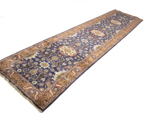 Navy Blue Floral Classic 4X16 Agra Jaipur Oriental Runner Rug