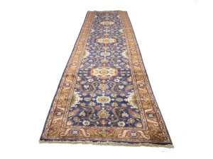Navy Blue Floral Classic 4X16 Agra Jaipur Oriental Runner Rug