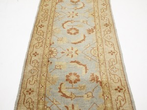 Light Blue Floral Oushak 3X12 Turkish Oriental Runner Rug