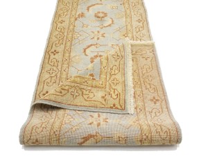 Light Blue Floral Oushak 3X12 Turkish Oriental Runner Rug