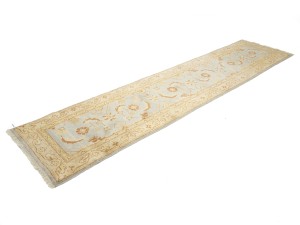 Light Blue Floral Oushak 3X12 Turkish Oriental Runner Rug