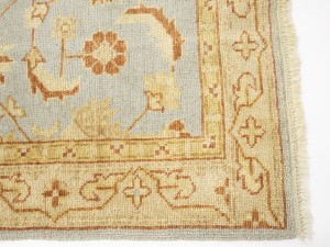Light Blue Floral Oushak 3X12 Turkish Oriental Runner Rug