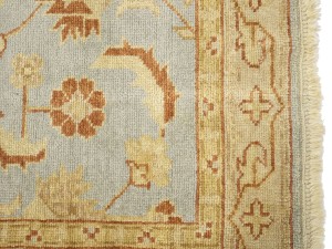 Light Blue Floral Oushak 3X12 Turkish Oriental Runner Rug