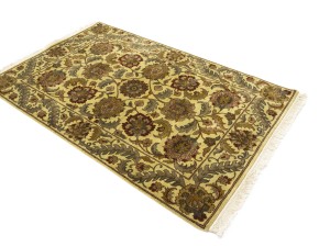 Golden Beige Floral Classic 4X6'5 Agra Jaipur Oriental Rug