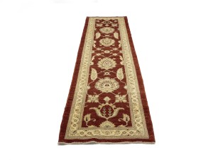 Scarlet Red Floral 3X9 Peshawar Pakistan Oriental Runner Rug