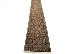 Maroon Red Floral Classic 2'6X18 Agra Jaipur Oriental Runner Rug