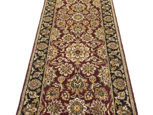 Maroon Red Floral Classic 2'6X18 Agra Jaipur Oriental Runner Rug