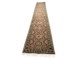 Maroon Red Floral Classic 2'6X18 Agra Jaipur Oriental Runner Rug