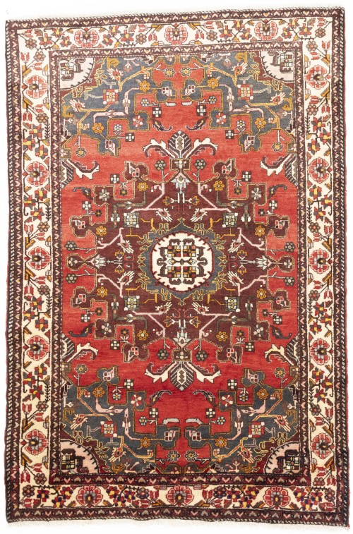 Vintage Red Floral Tribal 4'5X6'7 Hamedan Persian Rug