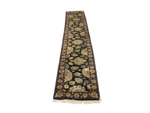Charcoal Floral Classic 2'6X15'6 Agra Jaipur Oriental Runner Rug