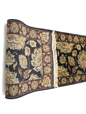 Charcoal Floral Classic 2'6X15'6 Agra Jaipur Oriental Runner Rug