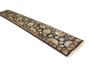 Charcoal Floral Classic 2'6X15'6 Agra Jaipur Oriental Runner Rug