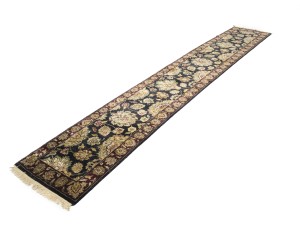 Charcoal Floral Classic 2'6X15'6 Agra Jaipur Oriental Runner Rug