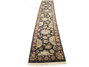 Charcoal Floral Classic 2'6X15'6 Agra Jaipur Oriental Runner Rug
