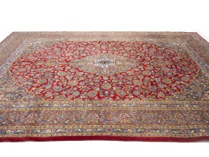 Vintage Red Traditional 10X13 Mashad Persian Rug